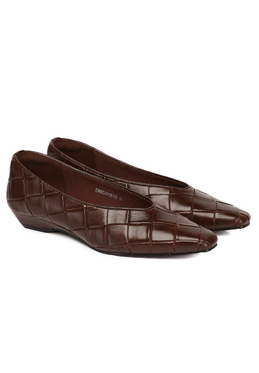 Sasha Embossed-Pattern Wedges Heels In Espresso